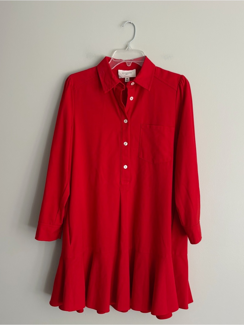 Pomander Place Red Pleated-Hem Shirt Dress Size M